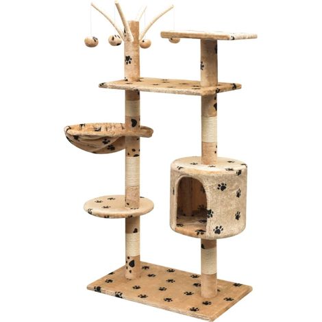 Maison Exclusive - Albero per Gatti Tiragraffi Sisal 125 cm Zampe Stampate Beige