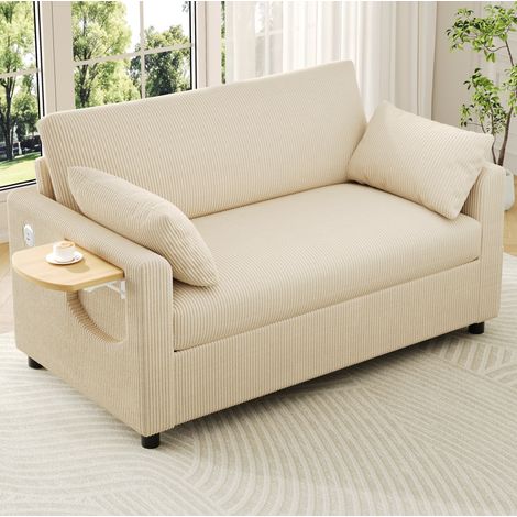 divano seduta 134x82 estraibile USB tavolino beige OKMYHOME (1/5)