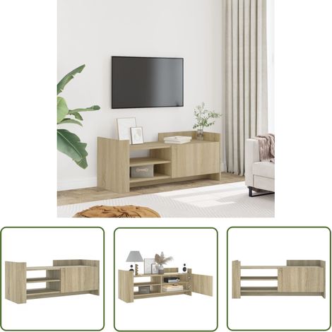 The Living Store TV-Schrank Sonoma-Eiche 100x35x40 cm Holzwerkstoff - TV Schrank - Holzwerkstoff Möbel - Wohnzimmer Dekoration - Aufbewahrungsschrank - Fernseher Stand (1/5)
