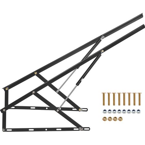Mécanisme de levage de lit, taille de lit compatible 150 x 180 cm, support de lit robuste à levier pneumatique, charge de 70 kg, charnières pour lit coffre, lit mural pliant pour chambre d'amis