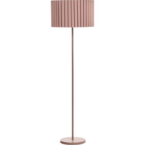 Lampada da terra classica in ferro con paralume in poliestere e lino soggiorno camera da letto marrone Lourens
