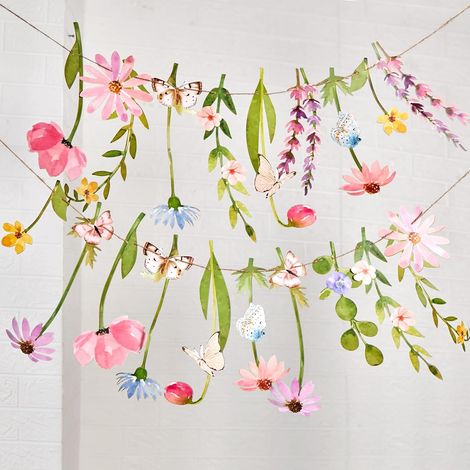 Guirlande Fleurs Sauvages Multicolores,Marguerites élégantes- Décoration pour Chambre bébé, Garden Party, Printemps-été, Anniversaires, Mariage et Baby Showe
