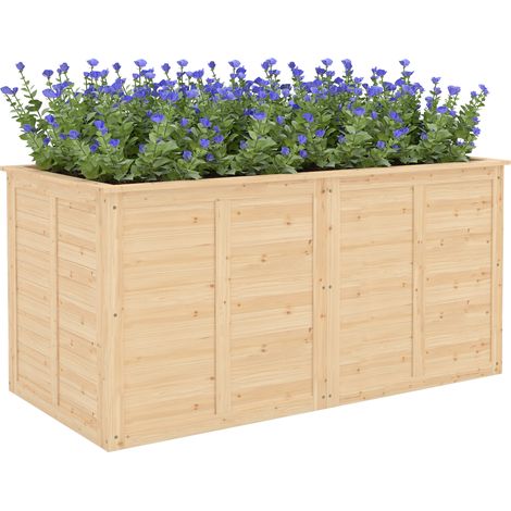 Tiefes, erhöhtes Gartenbeet aus Holz 152x77x77 cm – Verstärkungsstäbe – Offener Boden – Kräuter