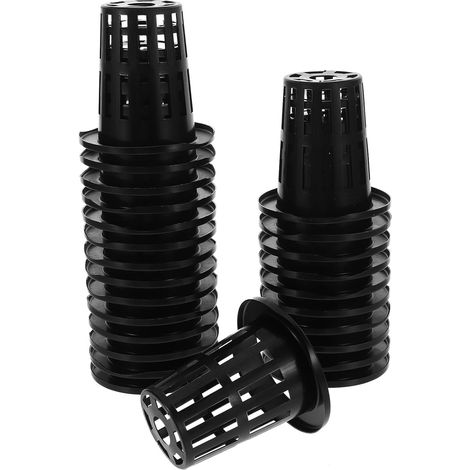 Lot de 50 Paniers de Plantation en Filet Noir 50 MM pour Hydroponie Pots en Plastique Réutilisables pour Plantes Aquatiques et Orchidées Godets Ajourés pour Jardinage sur Balcon