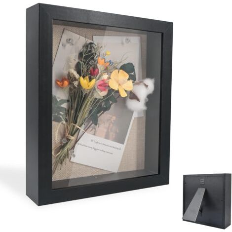 Cadre Photo Profond - 1 pièce, Cadre Photo Profond 30×30cm Acrylique Transparent Effet 3D - Noir, Pour Fleurs/Cadeau Mariage (1/5)