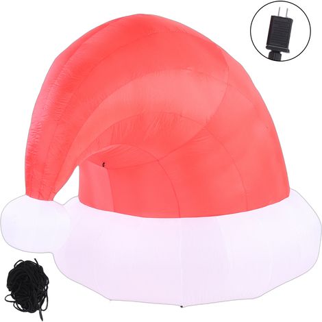 statue jardin exterieur-Chapeau de Noël Gonflable Grande Taille 6.6ft (2m) avec Lumières LED - Étanche IP44 pour Décorations Extérieures de Jardin - Polyester Imperméable 190T - Résistant au Vent - 1 (1/5)
