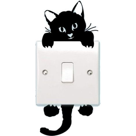 Stickers muraux pour décoration de maison Motif chat noir