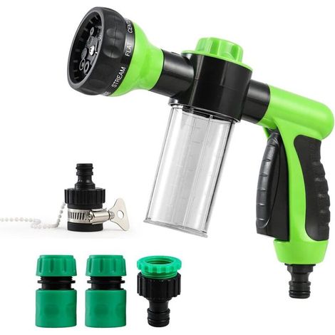 Garden Hose Nozzle, Garden Hose Nozzle, High Pressure Spray Gun with 8 Adjustable Modes for Lawn Watering, Car Washing, Pet Showers (1/5)