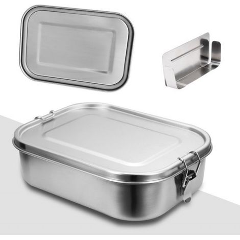 Boîte à lunch 1400 ml en acier inoxydable - Ensemble de boîtes de conservation alimentaire en acier inoxydable 304 - Boîte à sandwich - Boîtes hermétiques et étanches pour la préparation des repas - C (1/5)