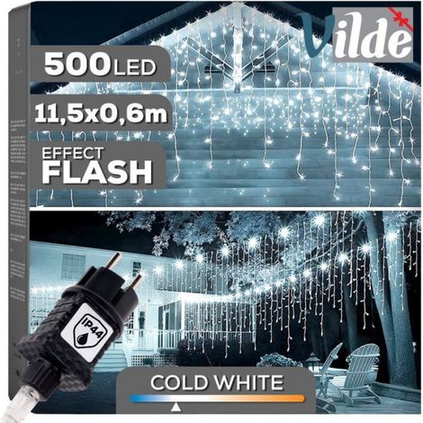 Rideau Lumineux - 500 LED - 11,5 M - Blanc Froid - IP44 - Intérieur Extérieur - 1 Pièce (1/5)