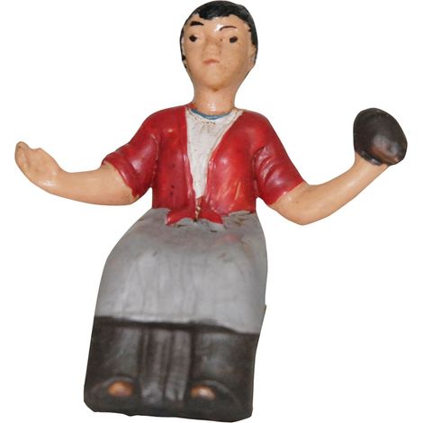 Statuetta "Donna seduta con pane" per presepe natalizio da 7 cm
