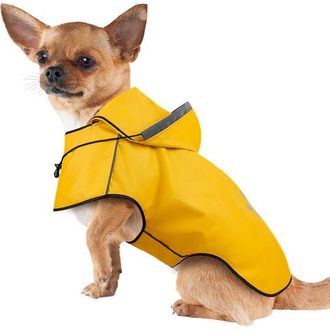 1 Manteau Chien Imperméable, Capuche Réglable, Bandes Réfléchissantes, Pour Petite Et Moyenne Taille (1/5)