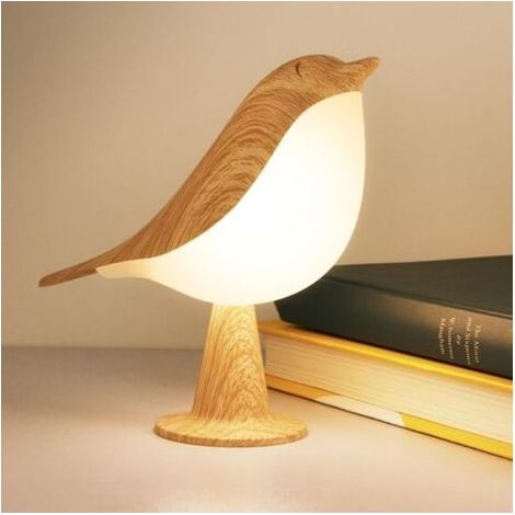 Veilleuse, lampe sans fil avec motif oiseau mignon, 3 couleurs/6 W, capteur de température et tactile, Décoration lumineuse, veilleuse pour enfants avec batterie rechargeable (1/5)