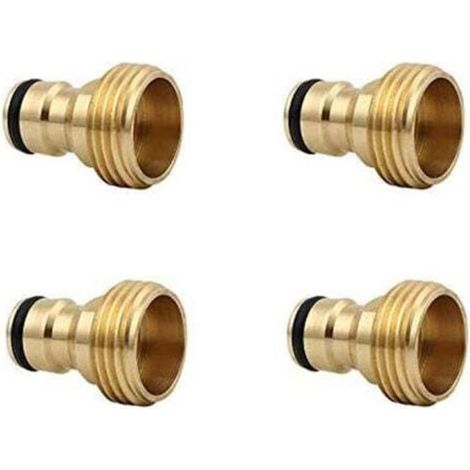 Connecteur rapide pour tuyau d'arrosage 4 pièces, buse de tuyau mâle en laiton de 3/4 pouces, adaptateur à connexion rapide (1/4)