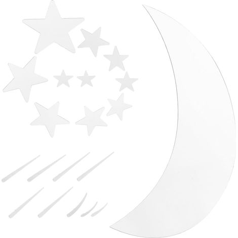 Lot de 2 stickers muraux miroir en acrylique motif lune et (1/5)