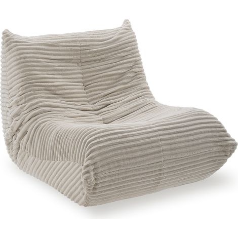 Fauteuil de détente Logo, antidérapant, indéformable, mousse haut gamme - velours côtelé beige (1/5)