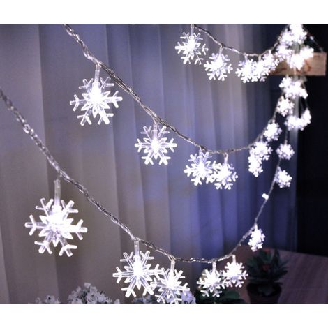 Guirlande lumineuse solaire de Noël en forme de flocons de neige, 20 LED, 3 m, étanche, pour extérieur, avec 8 modes d'éclairage. Idéale pour mariages, fêtes, sapins, chambres, jardins, terrasses, cou (1/5)