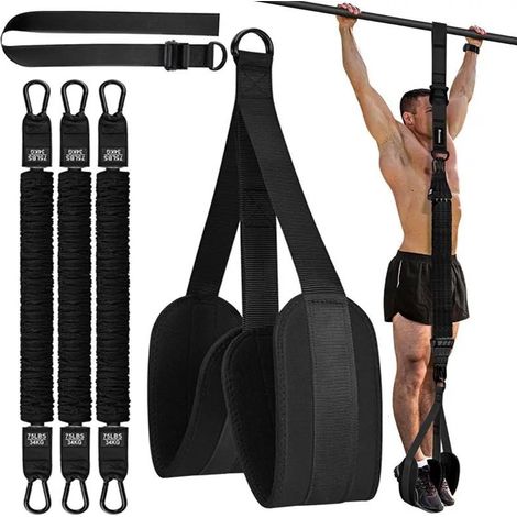 Fascia di supporto per trazioni, fascia di resistenza potente per barra per trazioni, con poggiapiedi/supporti per ginocchia in tessuto, peso/dimensioni regolabili, fascia di supporto per trazioni per