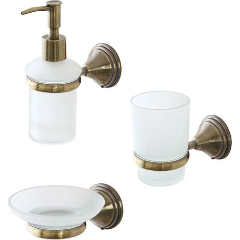 Set accessori a muro 3 pezzi in acciaio con finitura bronzo e viti incluse Iris (1/4)