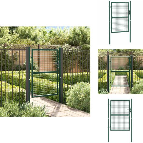 Zauntor Stahl 100x125 cm Grün - Gartentor - Zaun - Stahltür - Zaunsystem - Gartenabgrenzung (1/5)