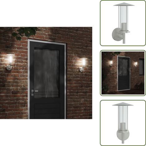 Applique murale d'extérieur argenté acier inoxydable - Applique Murale Exterieure - Éclairage Extérieur - Luminaire Mural - Lampadaire Extérieur - Lumière Extérieure