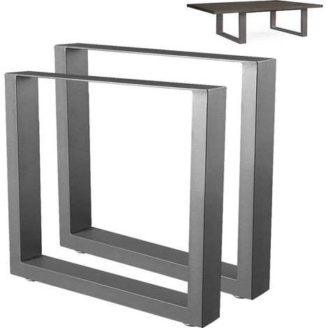 2x Gambe Piedi Tavolo Tavolino Panca Panchina 64x40 Metallo Design Moderno Grigi (1/5)