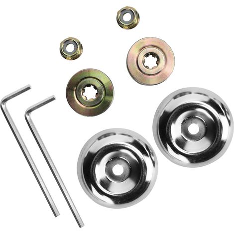 Lot de 2 kits carter transmission tondeuse débroussailleuse accessoire : rondelles plaque poussée, plaques cavalier, écrous collier, clés 6 pans fer (1/5)