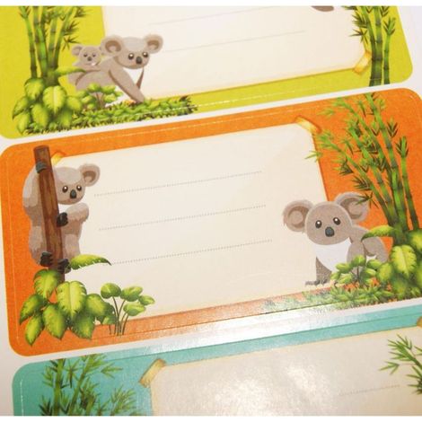 12 étiquettes adhésives scolaires - Rectangle - Koalas (1/2)