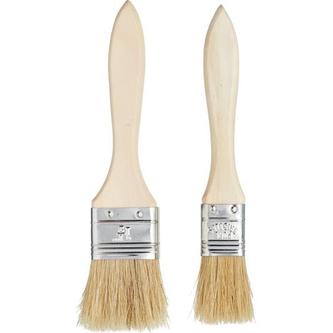 KitchenCraft Set of 2 pennelli da forno ofof Wood & Natural Bristle, 2,5 cm e 4 cm (1/4)