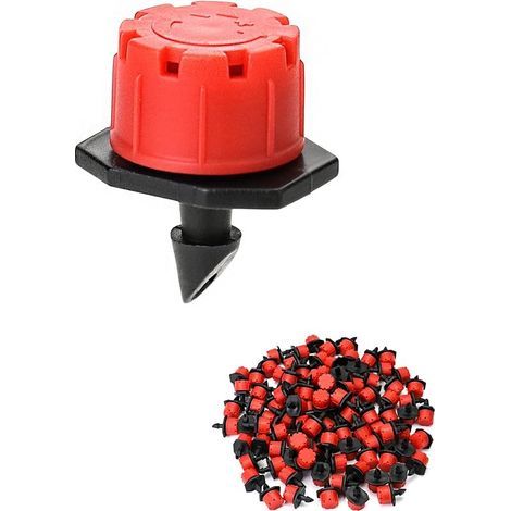 ® Packung mit 100 Bewässerungstropfern, 1/4"-Tropfbewässerungssystem, Tropfbewässerungstropfer, für Landwirtschaft, Rasenflächen, Rot (1/5)