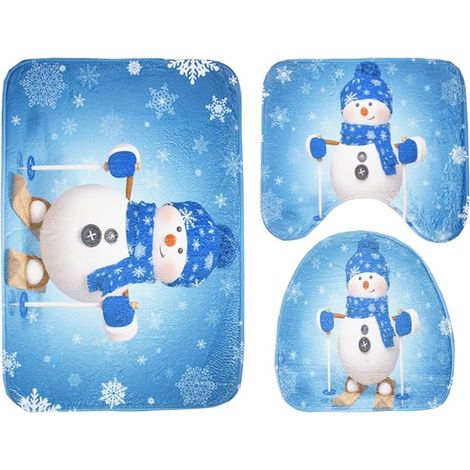 3-teiliges Set aus rutschfestem WC-Sitzbezug und -Toilettenmatte für Weihnachten
