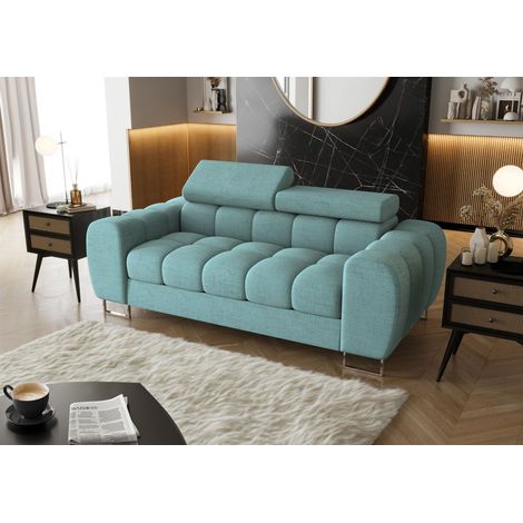 Sofa Designersofa BASTIEN 2-Sitzer in Stoff Moly Sky