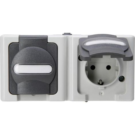 Kopp BLUE ELECTRIC 2-fach Steckdose WGR AP FR IP44 grau 131256002 (1/5)
