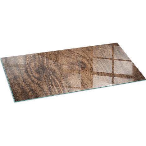 Kaminofen Glasplatte Kaminplatte Kaminglas Funkenschutzplatte Dekorative Sicherheitsglas Naturholzmuster 125x50 cm