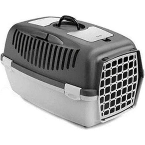Stefanplast Transportbox Gulliver 2 mit Kunststofftür für Katzen und kleine Hunde 55 x 36 x 35 cm Grau