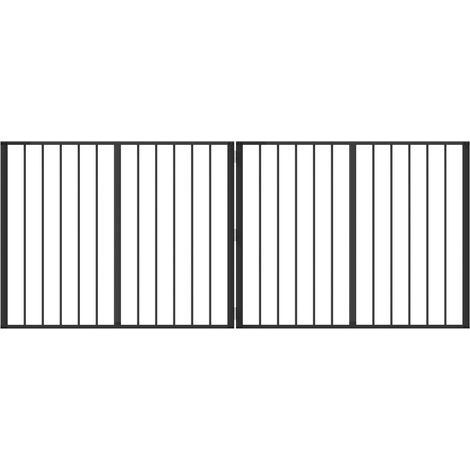 Dog Gate 2 pcs Black 100 x 80 cm Galvanised Steel vidaXL