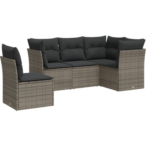 Maison Exclusive - 5-tlg. Garten-Sofagarnitur mit Kissen Grau Pol