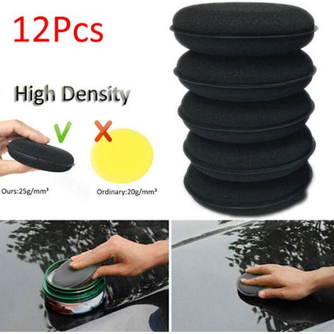 Lot de 12 éponges en mousse haute densité pour le polissage de la cire automobile, application de détail, noir, taille unique (1/5)