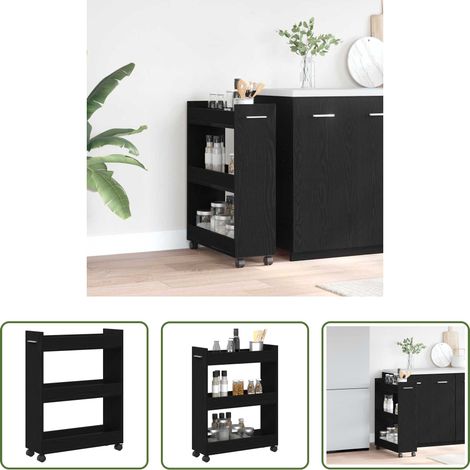 vidaXL Armoire chêne noir - Armoire avec roue Chêne noir 60 x 22 x 79 cm (1/5)