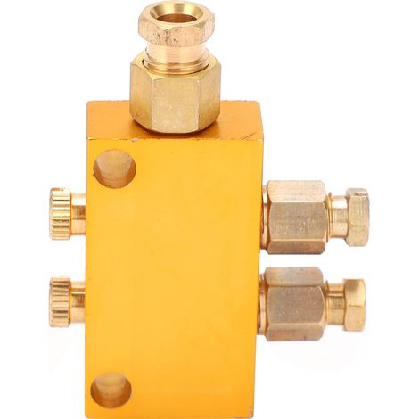 Distributeur de graisse en laiton à débit réglable, système de lubrification par piston diviseur (1 entrée, 2 sorties) (1/5)