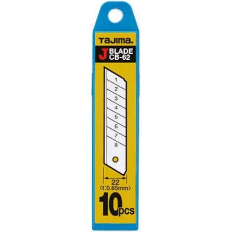 Lame de Cutter 22 mm Tajima Endura Blade - Acier Ultra-Affûte - Usage Universel Carton Bois Cuir - etui de 10 Lames (1/5)