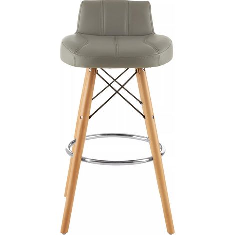 Interiors by Premier Grey Leather Effect Bar Stool, Comfortable Seating Faux Leather Bar Stool, Space-Saver Leather Kitchen Stool (1/5)