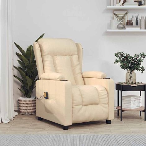 Fauteuil de massage-Chaise de relaxation-Fauteuil Relax Crème Tissu 241812 (1/5)