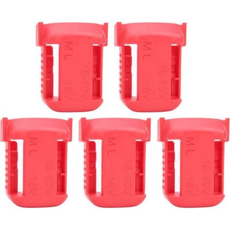 Set di 5 portabatterie Milwaukee M18, supporto per batterie al litio, mensola a muro, 18V (rosso) (1/4)