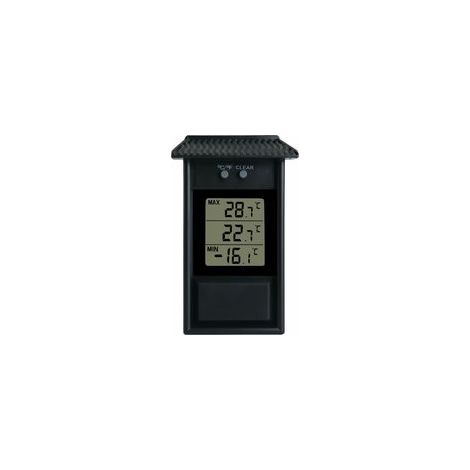 Termometro per serra, impermeabile, digitale, monitor di temperatura minima per serra, risoluzione 0,1 °C, intervallo di temperatura da -20 a 50 °C, alimentato a batteria (nero) - Crezuo