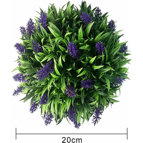 Topiary Lavande Artificielle - Boule Décorative Suspendue pour Intérieur et Extérieur - Diamètre 20 cm - Plastique (1/4)