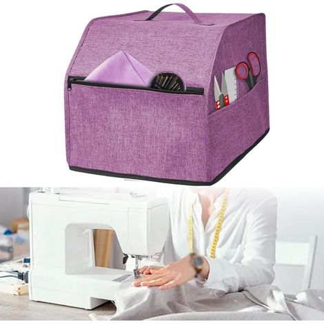 Housse de surjeteuse avec poches pour le rangement, housse anti-poussière pour machine à coudre pour la plupart des surjeteuses standard, housse de surjeteuse pour sacs sous vide