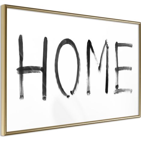 Affiche Murale Encadrée "Simply Home Horizontal" 45 x 30 cm Or