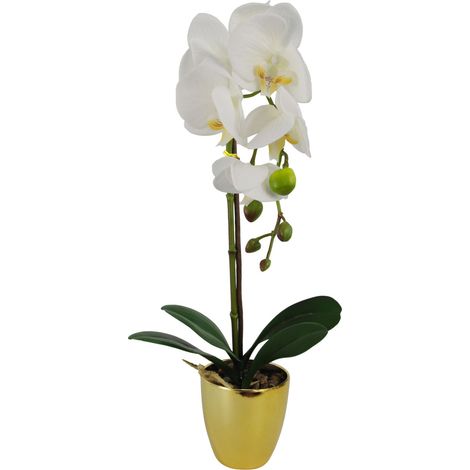 46cm Artificial Orchid Dark White / Silver (1/5)