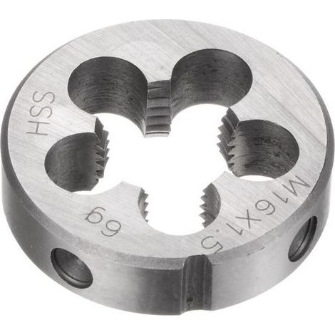 Filières à filetage rond, filetage métrique M16 x 1,5 (à droite), outil de réparation de filières de filetage en acier rapide (HSS) (1/5)